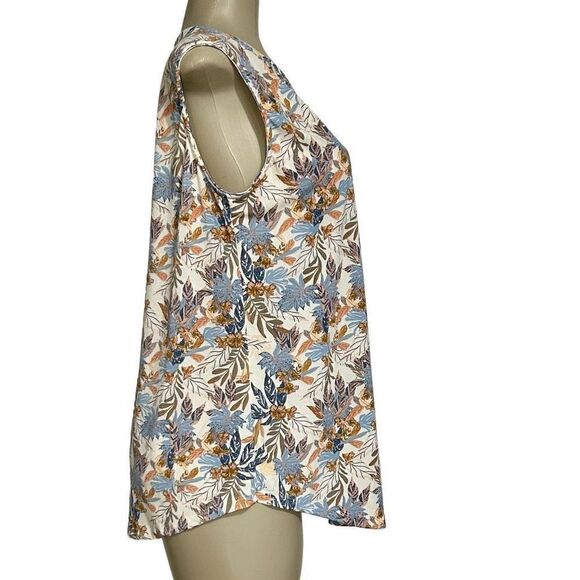 New Cure Blouse Top Women's 1XL Neutral Colorful Floral Sleeveless Soft Stretch - Picture 3 of 10
